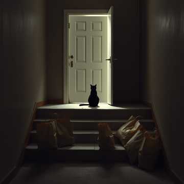 Кот у подъезда