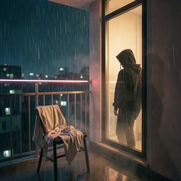 Caine dans la pluie