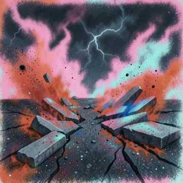 Nachtsturm auf Asphalt