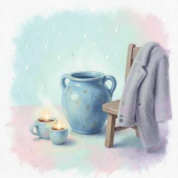 Une chaise et du café Une chaise et du café