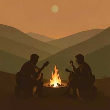 Bene und Mario am Feuer