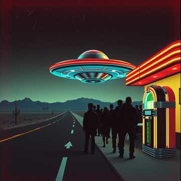 Neon Saucer Over Exit 9