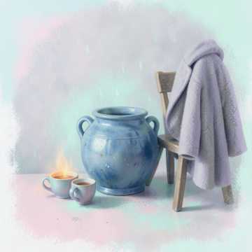 Une chaise et du café