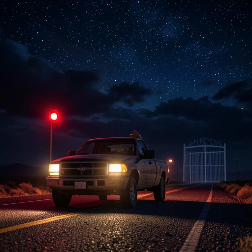 Speeding through red lights at the night sky