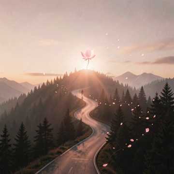 산허리 꽃길