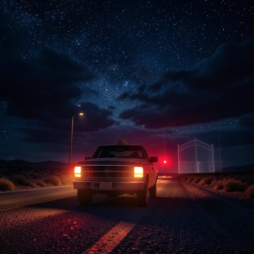 Speeding through red lights at the night sky